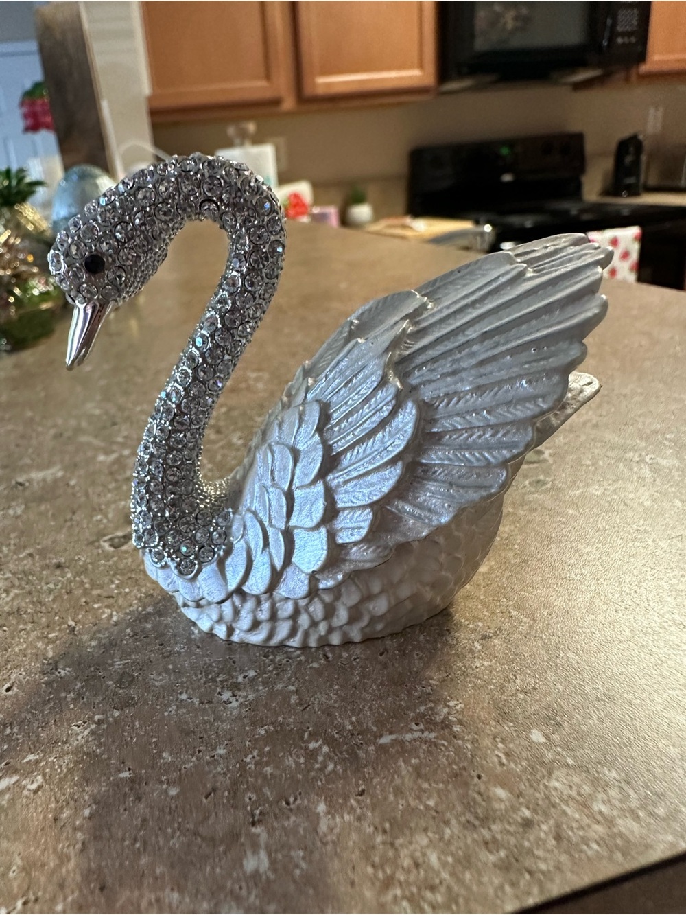 Crystal-Embellished Silver Swan Figurine - Picture 4 of 5